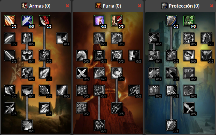 Tabla de talentos del Guerrero